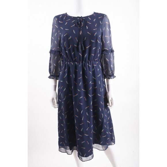 Boden Womens Iona Midi Dress UK 10 US 6 Blue Shooting Star Print 3/4 Sleeve NWT - Picture 1 of 6